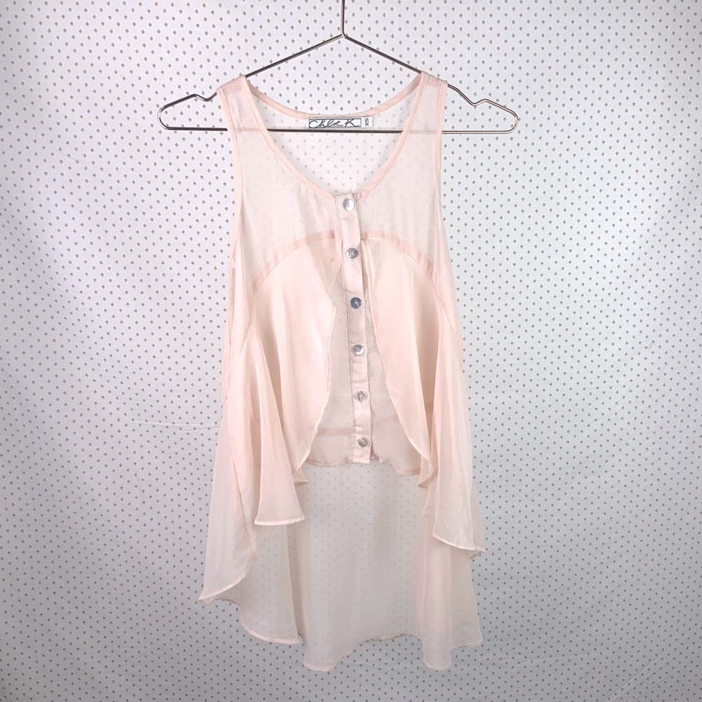 🌸 CHLOE K Sheer Flowy Button Top